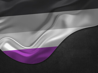 Naklejka premium The Asexual flag (LGBTQ+) isolated on a white background. Top view. Flat lay. Space for text. Love concept. 