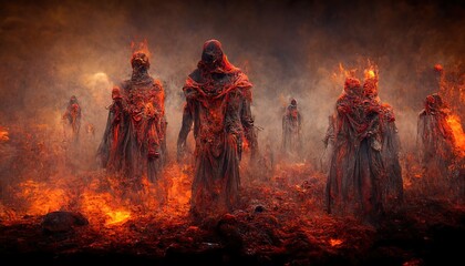 illustration of guardians of hell - obrazy, fototapety, plakaty