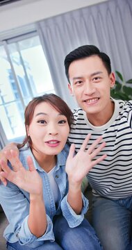 Asian couple has video chat