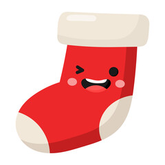 Christmas red sock icon.