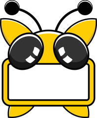 cute bee animal board vector illustration design