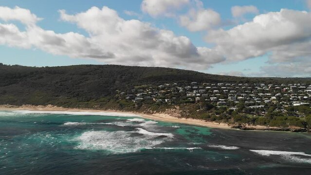 Aerial drone view around the Yallingup beach, Western Australia