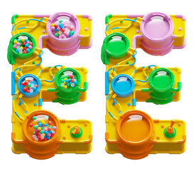Futuristic toy font. Turn off and on. Letter E
