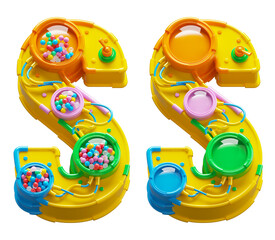 Futuristic toy font. Turn off and on. Letter S
