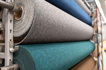 Carpet rolls for sale in a store