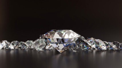 A group of Diamonds in dark background