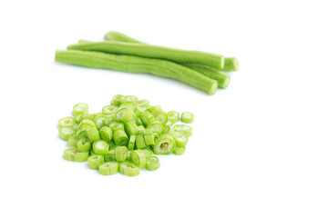 Fresh yardlong bean slice isolated on white background