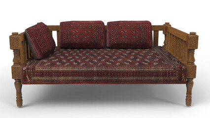 red arabian sofa on white background
