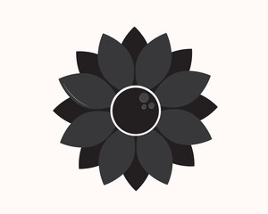 Flat black flower (camomile) icon. Nature, parks. Vector