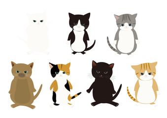 Obraz premium 生意気な顔をした七匹の子猫 背景透明png 