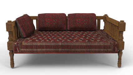 red arabian sofa on white background