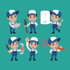 Plumber character with different poses