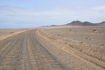 Dirt road in south Fuerteventura, canary islands