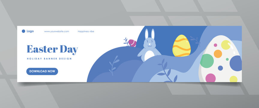 Easter Day Bunny Looking for Eggs Banner Design