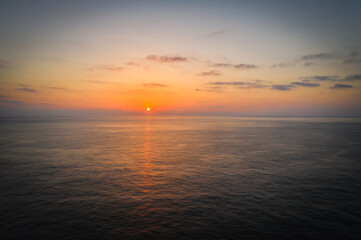 Sunrise on Miradouro das Fontes or Praia do Leme. Canico, Madeira, Portugal. October 2021. Long exposure picture