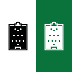 Football or Soccer Formation Board Vector icon in Glyph Style. Clipboard for soccer player formation training media. Vector illustration icons can be used for apps, websites, or part of a logo.
