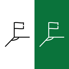 Football or Soccer Field Corner Vector icon in Outline Style. The corner of the soccer field is the place for the corner kick. Vector illustration icons can be used for apps, websites, or logo.