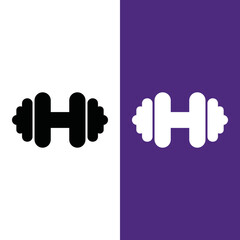 Dumbbell Barbell Vector Icon in Glyph Style. Vector illustration icon can be used for an app, website, or part of a logo.