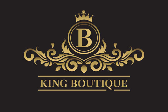 Elegant monogram design with letter B. Exclusive gold logo on a dark background for a symbol of business, restaurant, boutique, hotel, jewelry, invitations, menus, labels, fashion.