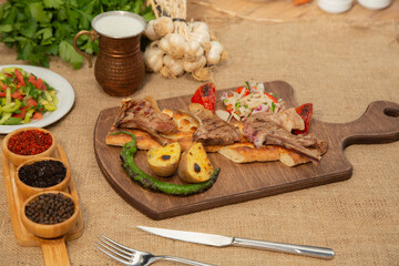 Lamb chop and vegetables on wooden table stock photo
Adana, Barbecue - Meal, Beef, Belgium, Bread