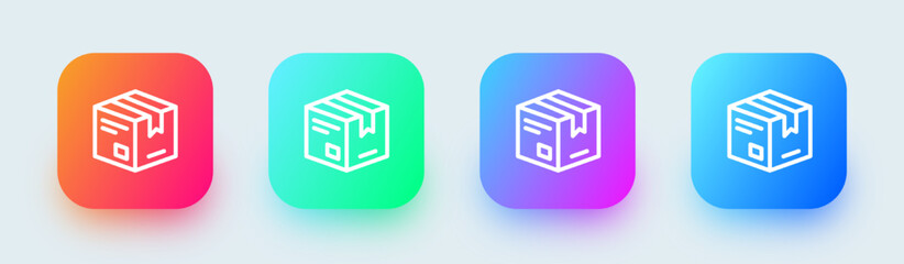 Package line icon in square gradient colors. Shipping box signs vector illustration.