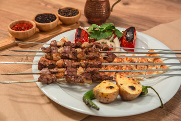 Tikka, shish & kofta kebabs on charcoal barbeque stock photo
Shish Kebab, Arab Culture, Arabia, Lamb - Meat, Arabic Style