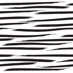 Black and white hand drawn striped vector seamless pattern