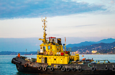 The passenger ship in port. selective focus