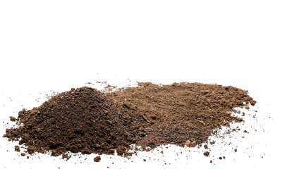 Pile dirt, soil isolated on white background