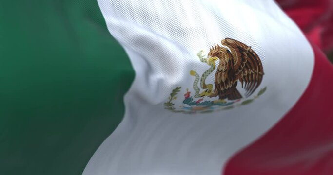 Close-up view of the mexican national flag waving in the wind