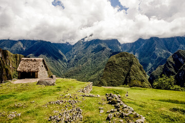 Fototapeta na wymiar Inca ruins area at Pisac in Peru. Traveling to Soth America