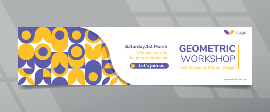 Purple Yellow Abstract Fish Geometric Banner