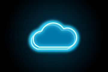 Cloud computing storage glowing neon 3d icon symbol sign 