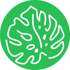 Obraz premium Monstera green leaf sihougette. Tropical exotic nature plants, summer vacation holiday theme illustration decorative element. Minimalism style logo or background colorful vector design.