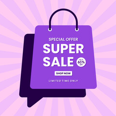 Super Sale Special Offer template design up to 65 percent off