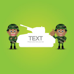 Set of army soldiers man in uniform with difference action