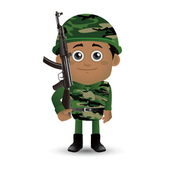 Set of army soldiers man in uniform with difference action