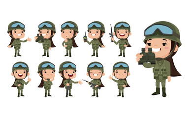 Set of soldier with different poses