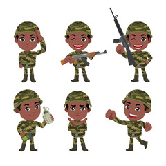 Naklejka premium Set of soldier with different poses