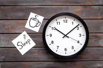 Wall clock and sleep rest signs and icons. Rest time