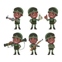 Set of soldier with different poses
