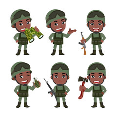 Set of soldier with different poses