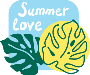 Tropical monstera leaves decorative composition for poster print, wallpaper, postcard, logo design to beauty spa salon. Summer holiday, botanical, travel theme. Colorful silhouette vector illustration