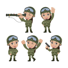 Fototapeta premium Set of soldier with different poses