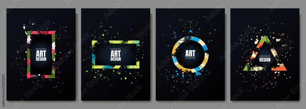 Wall mural vector frame for text. modern art graphics. dynamic frame stylish geometric black background. elemen