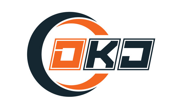 DKJ three-letter circle logo design. custom font logo vector template | abstract logo | word mark logo | letter mark logo | business logo | minimalist logo | font logo |