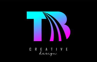 Colorful letter TB t b logo with leading lines and road concept design. Letters with geometric design. Vector Illustration with letter and creative cuts.