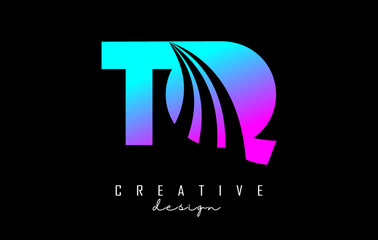 Colorful letter TQ t q logo with leading lines and road concept design. Letters with geometric design. Vector Illustration with letter and creative cuts.