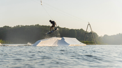 Naklejka premium Wakeboard in the morning