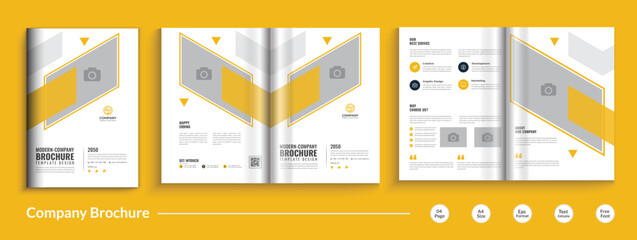 Company profile brochure design, 4 pages business profile brochure design, multipage business brochure template design, company annual report, A4 Business Flyer template design fully editable,  - obrazy, fototapety, plakaty